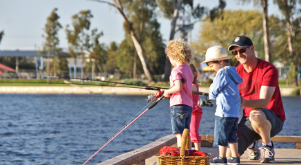 Fishing at the lake.