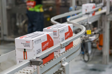 Packages on a conveyor belt.