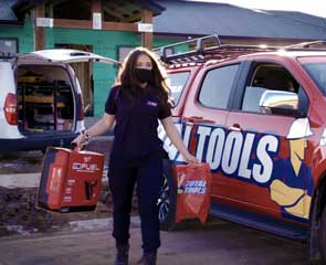 Tool store making onsite delivery with mask